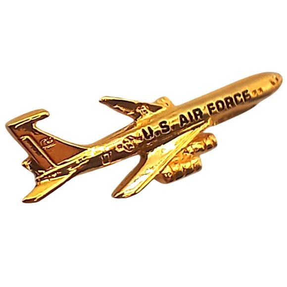 U.S. Air Force Jet Lapel Pin Gold Tone Military Bomber Tie Tack Aviation Gift - Picture 1 of 11
